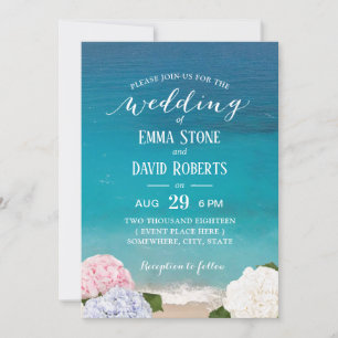 Invitation Hydrangea Floral Beach Party de mariage