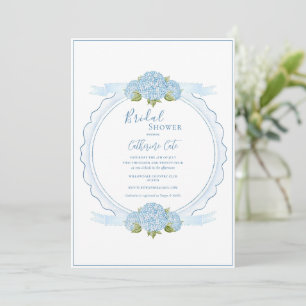 Invitation Hydrangea Floral Bleu Élégant pour une Baby Shower
