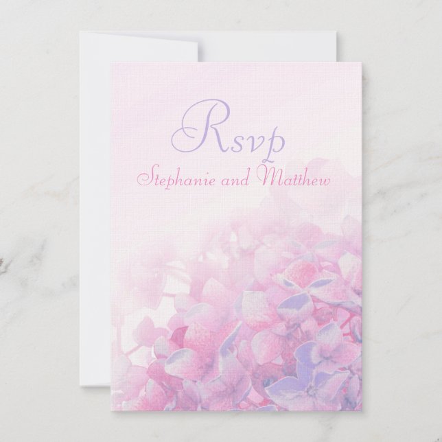 Invitation Hydrangea floral faire part de mariage RSVP rose v (Devant)