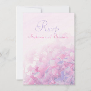 Invitation Hydrangea floral mariage formel RSVP rose violet
