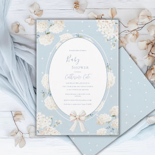 Invitation Hydrangea Florale Bleue Élégante Baby Shower