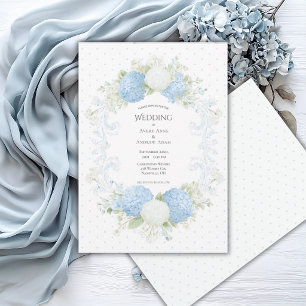 Invitation Hydrangea Florale Élégante Mariage Bleu Blanc