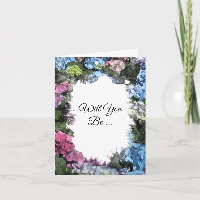 Invitation Hydrangea Flower Frame Serez-Vous Ma Femme D'Accue (Devant)