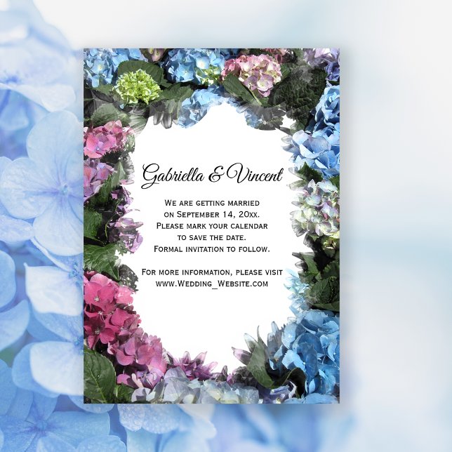 Invitation Hydrangea Flowers Frame Wedding Enregistrer la dat (Créateur téléchargé)