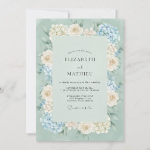 Invitation Hydrangea gris Weddi Periwinkle Mousse de mer