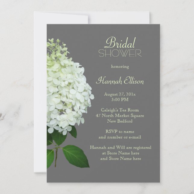 Invitation Hydrangea Limelight Mariage / Fête de Mariage Gris (Devant)