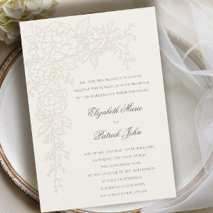 Invitation Hydrangea Lumineux Crème 2 Mariage Classique Forme