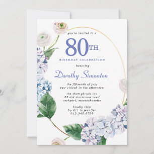 Invitation Hydrangea Rose 80e anniversaire