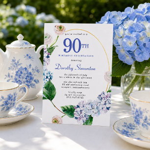 Invitation Hydrangea Rose 90e fête d'anniversaire