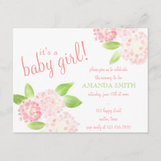 Invitation Hydrangea rose Aquarelle