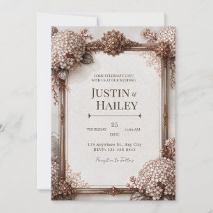 Invitation Hydrangea Sépia Mariage Bronze