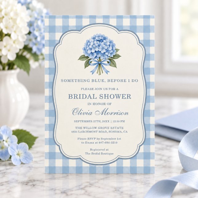 Invitation Hydrangea Something Blue Before I Do Baby Shower d (Créateur téléchargé)