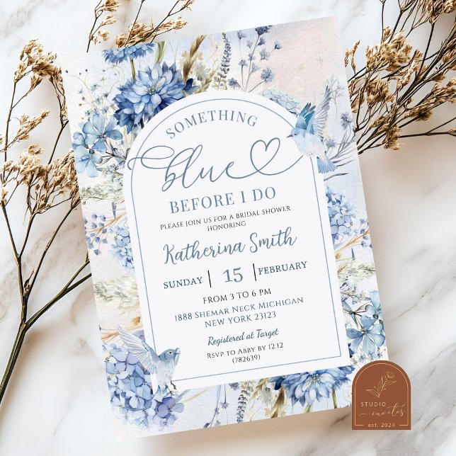 Invitation Hydrangea Something Blue Before I Do Baby Shower d (Créateur téléchargé)