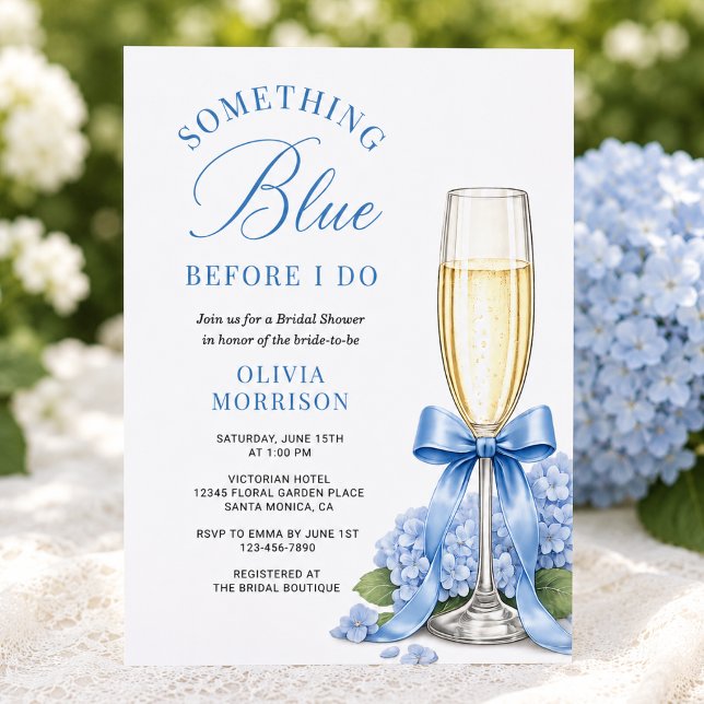 Invitation Hydrangea Something Blue Enterrement de Vie de Jeu (Créateur téléchargé)