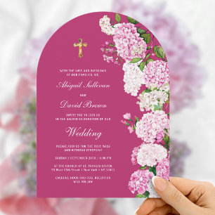 Invitation Hydrangea sur Arche Rose Mariage Religieux