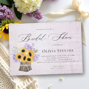 Invitation Hydrangea Tournesols Lilas Vintage Enterrement de