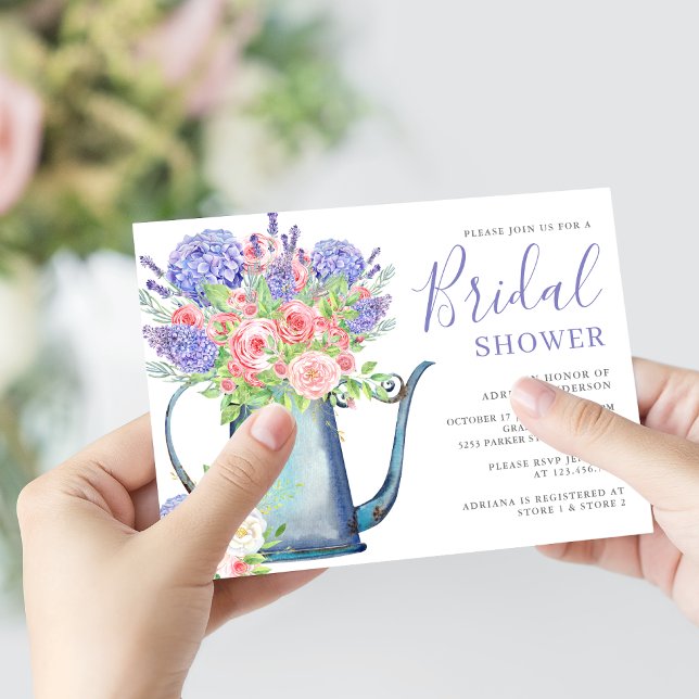 Invitation Hydrangea Violette Roses Roses Blush Mariage (Créateur téléchargé)