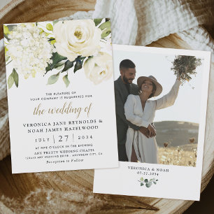 Invitation Hydrangea White Rose Garden Green Mariage photo