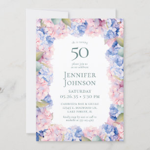 Invitation Hydrangeas 50e fête d'anniversaire