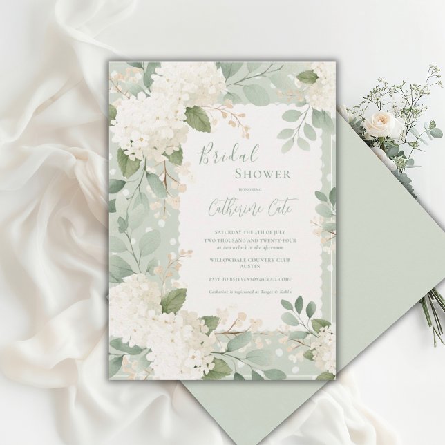 Invitation Hydrangeas Blanches Mariage Champêtre Vintage (Créateur téléchargé)