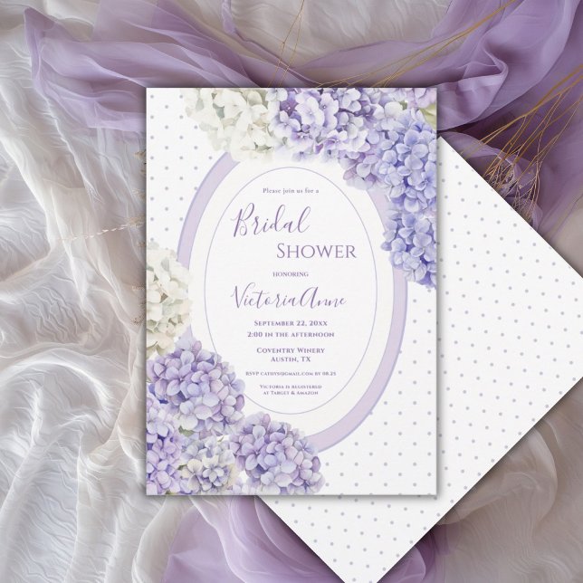 Invitation Hydrangeas Blancs Violets Baby Shower de Mariage (Créateur téléchargé)
