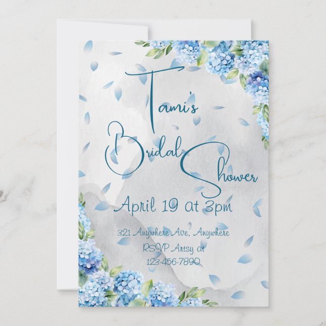 Invitation Hydrangeas Bleus   (Devant)