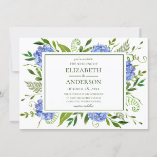 Invitation Hydrangeas Bleus de Mariage