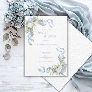 Invitation Hydrangeas Bleus Élégant Shower de Mariée Floral