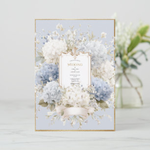Invitation Hydrangeas Bleus Élégants Mariage Vintage