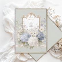 Hydrangeas Bleus Élégants Mariage Vintage Sage