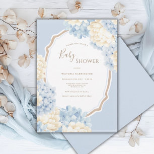 Invitation Hydrangeas Bleus et Blancs Baby Shower Vintage