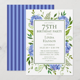 Invitation Hydrangeas Bleus pour les 75 ans