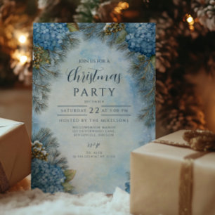 Invitation Hydrangeas de Noël Cônes de pin