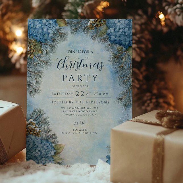 Invitation Hydrangeas de Noël Cônes de pin (Créateur téléchargé)