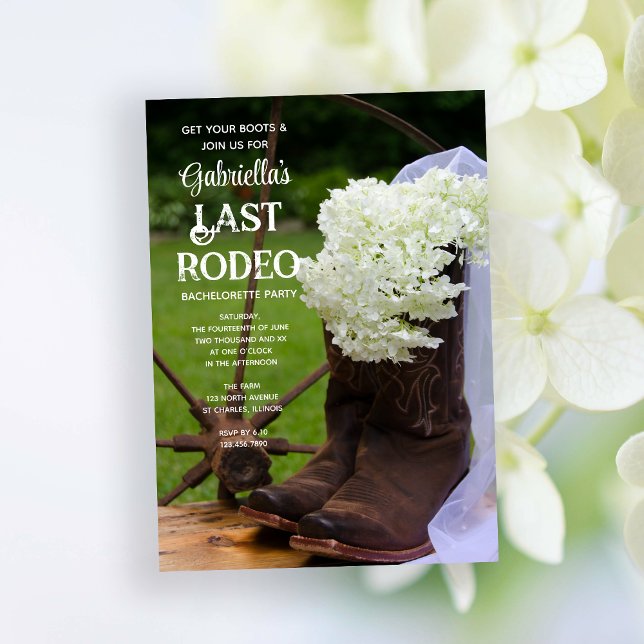 Invitation Hydrangeas et Bottes Dernier Rodeo Bachelorette Pa (Créateur téléchargé)