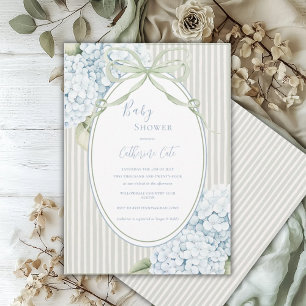 Invitation Hydrangeas Florales Bleus Filleul Fougue Vert Saug