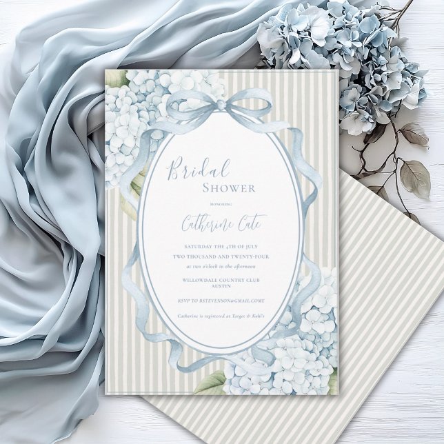 Invitation Hydrangeas Floraux Bleus Mariage Champêtre Vert Sa (Créateur téléchargé)