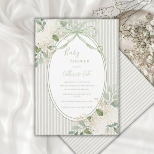 Invitation Hydrangeas Floraux Vert Sauge Bébé Fantaisiste I