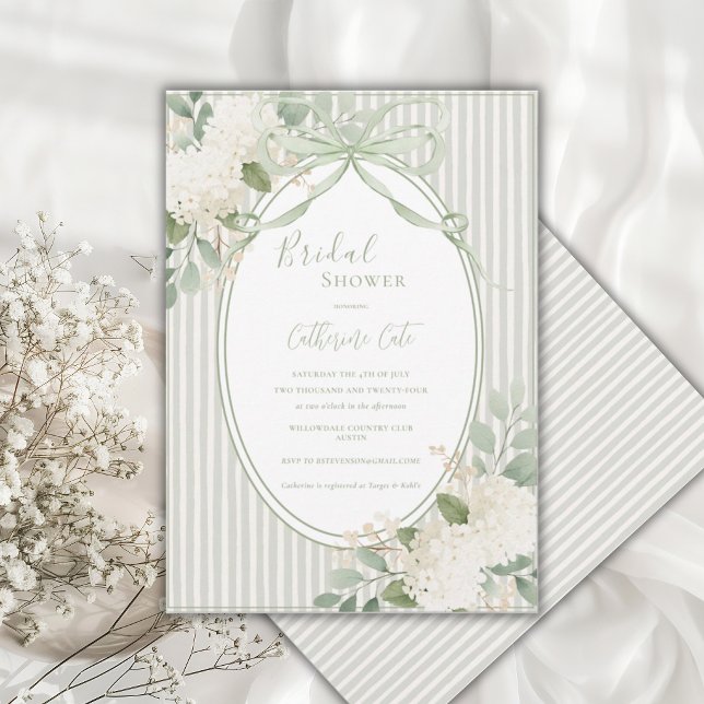 Invitation Hydrangeas Floraux Vert Sauge Mariage Fantaisiste  (Créateur téléchargé)