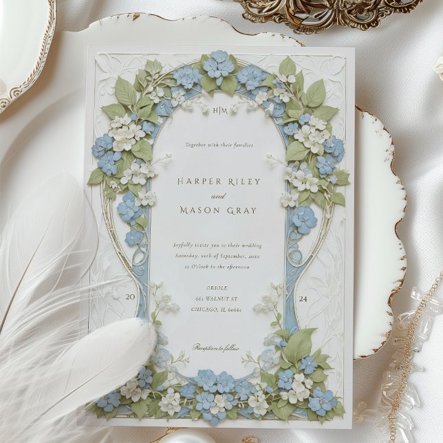 Invitation Hydrangeas Mariage Art Nouveau (Créateur téléchargé)