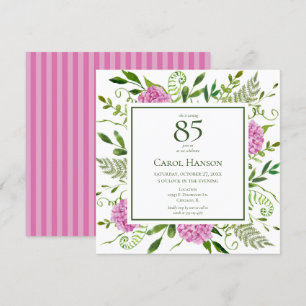 Invitation Hydrangeas roses pour 85e anniversaire