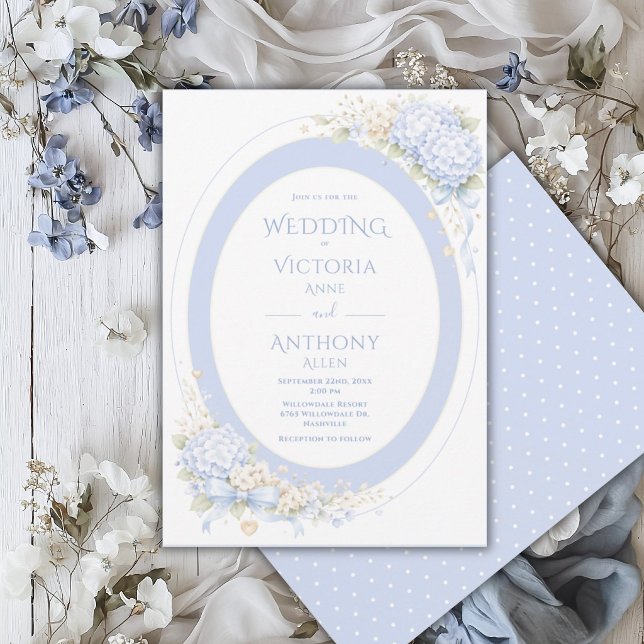 Invitation Hydrangeas Violettes Bleues Cadre Mariage Élégant (Créateur téléchargé)
