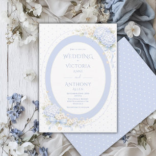Invitation Hydrangeas Violettes Bleues Cadrent un Mariage Élé