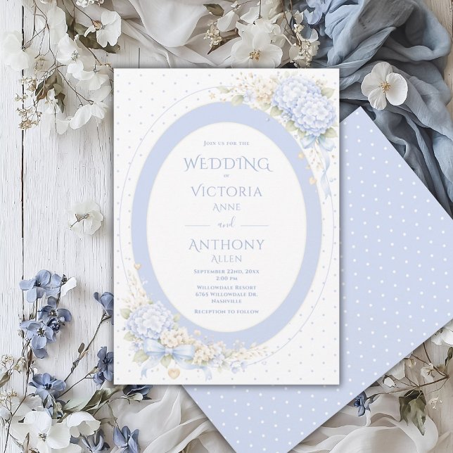 Invitation Hydrangeas Violettes Bleues Cadrent un Mariage Élé (Créateur téléchargé)