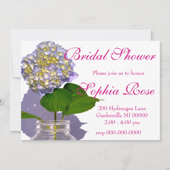Invitation hydrangée et pot de mason (Devant)