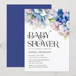 Invitation Hydrangée   Lilies Floral   Baby shower aquarelle