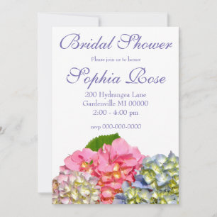 Invitation Hydrangées florales rose pâle bleu jaune vert