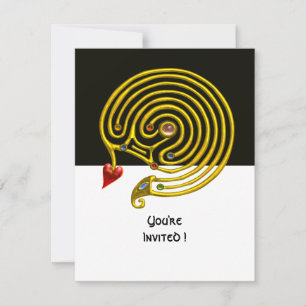 Invitation HYPER LABYRINTH rsvp, noir et blanc
