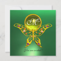 HYPER PAPILLON MONOGRAMME, vert ,topaze jaune