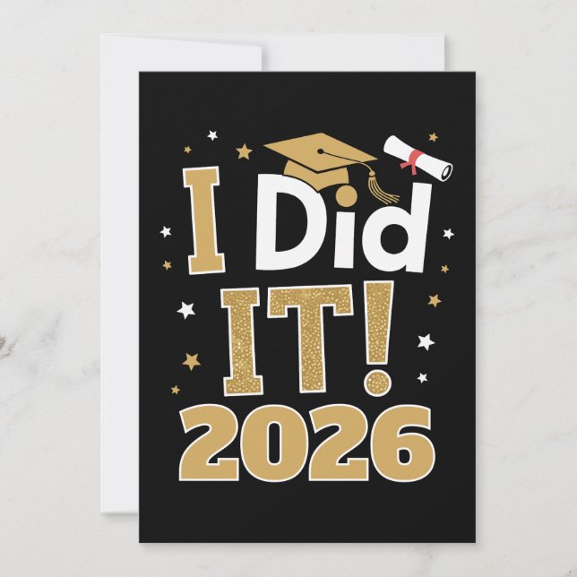Invitation I Did It Class Of 2026 Gold Graduation Graduate (Devant)